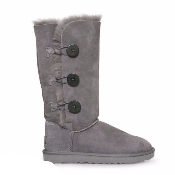 UGG PRE-OWNED WOMEN'S BAILEY BUTTON TRIPLET II GRAY BOOTS SIZE 7 - Picture 9 of 9